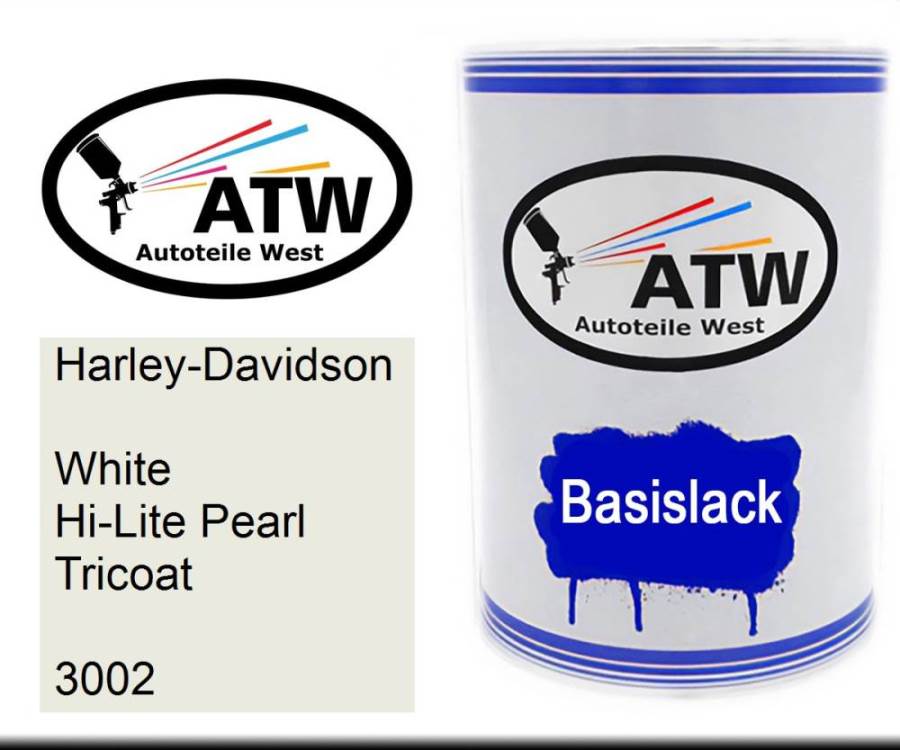 Harley-Davidson, White Hi-Lite Pearl Tricoat, 3002: 500ml Lackdose, von ATW Autoteile West.